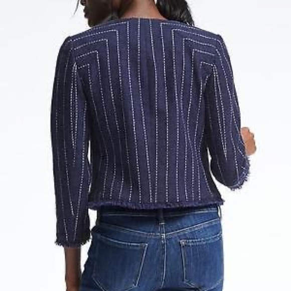 Banana Republic • Collarless Blazer Striped Jacket - Picture 3 of 9